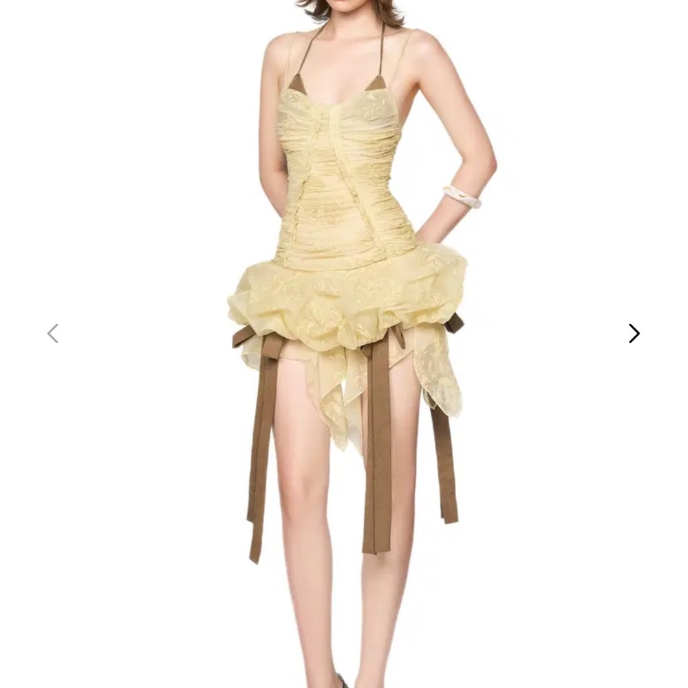 LSOUL CREAM AND BROWN RUTAL DRESS (BRAND NEW WITH TAGS)